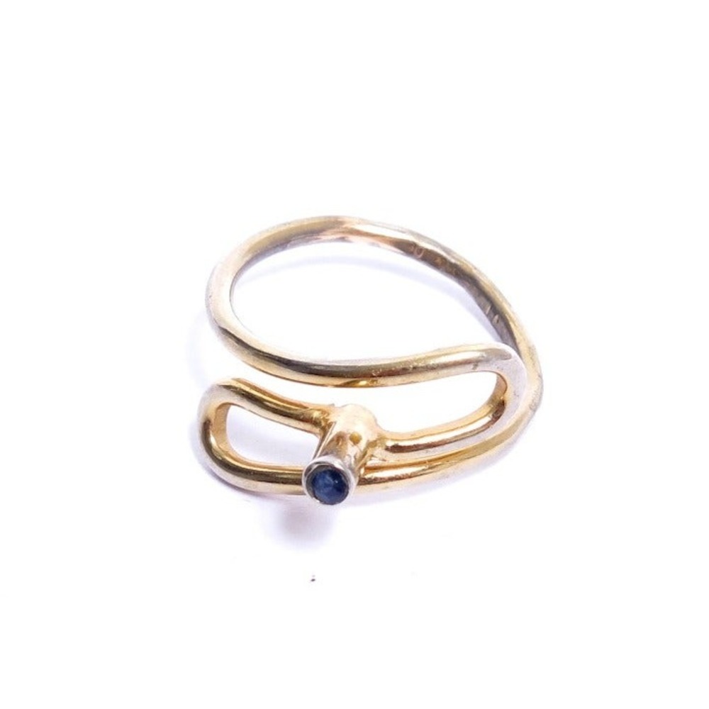 Vintage Modernist Gold Sapphire Ring